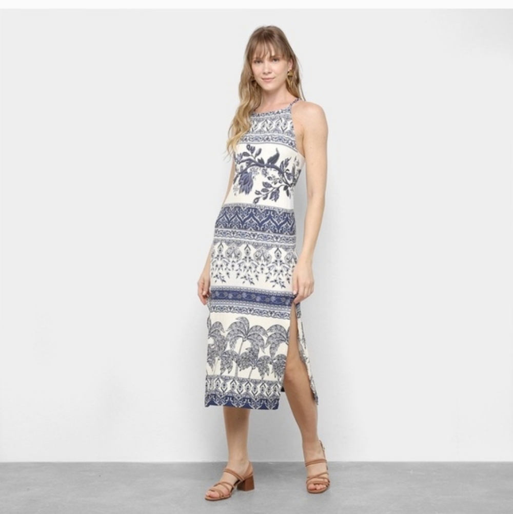 Farm Rio Ribbed Paisley Print Maxi Dress, size Small